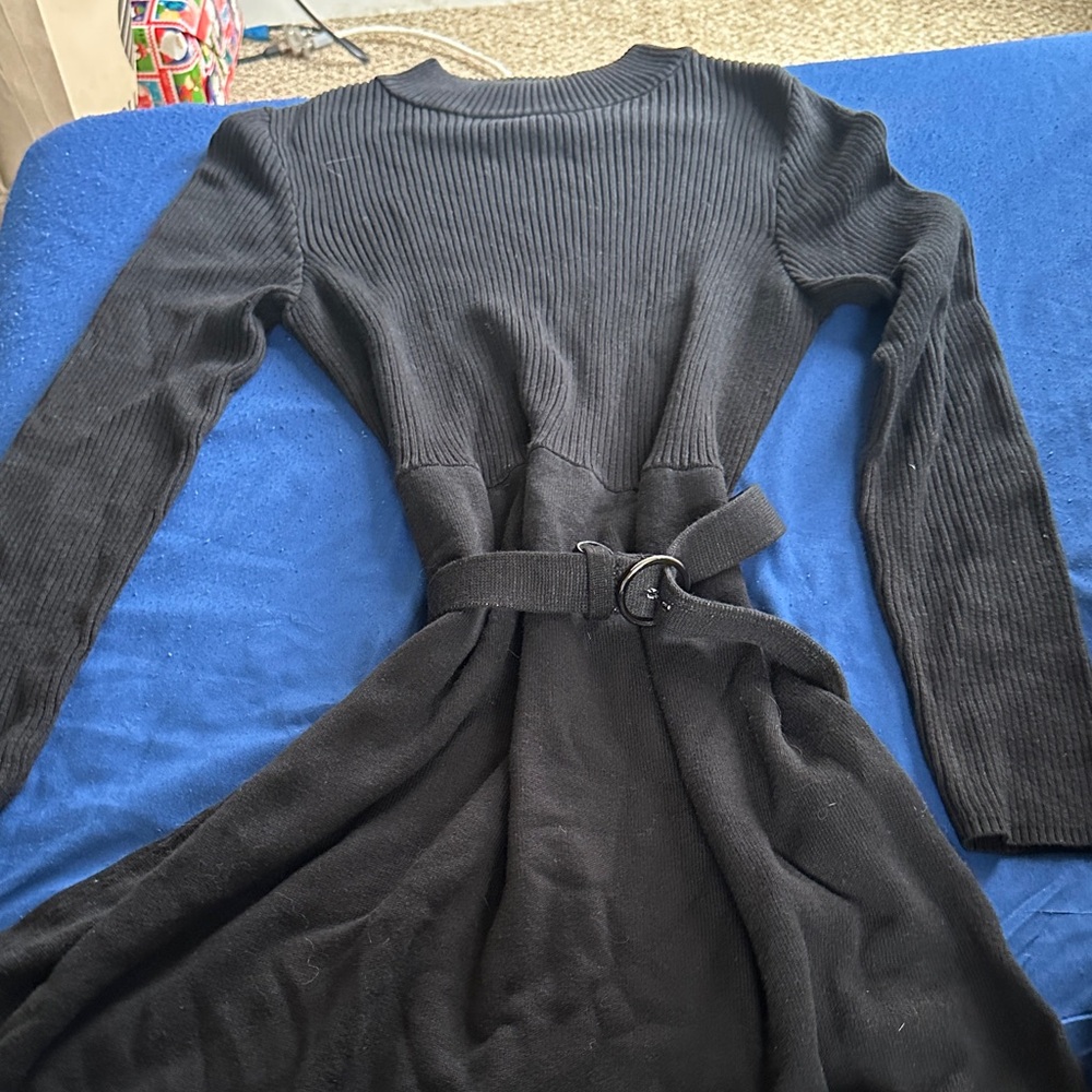 Elegant Black Belted Dress